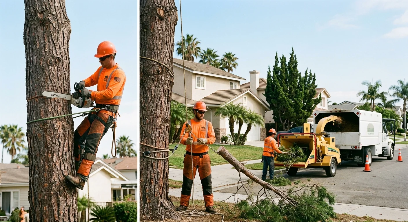 Arborist assessing storm debris and downed limbs for cleanup pricing in Port Hueneme