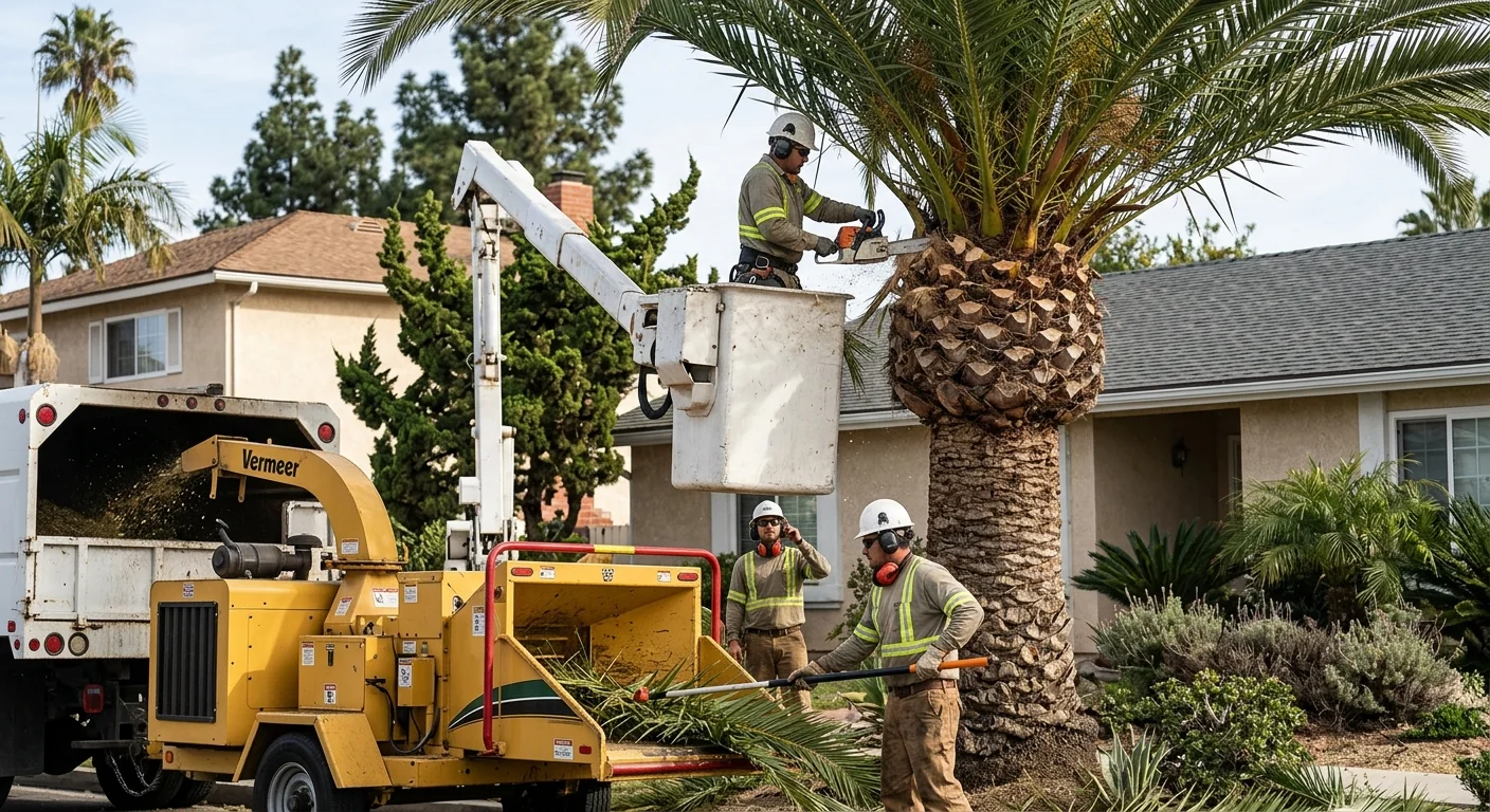 Certified arborist evaluating tree health on a residential Port Hueneme property