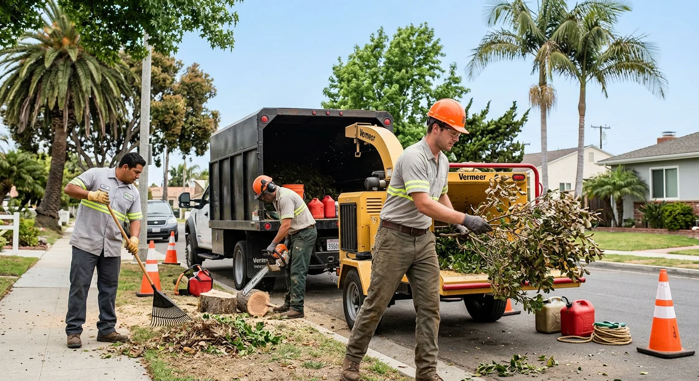 Certified arborist inspecting a mature tree during a risk assessment in Port Hueneme